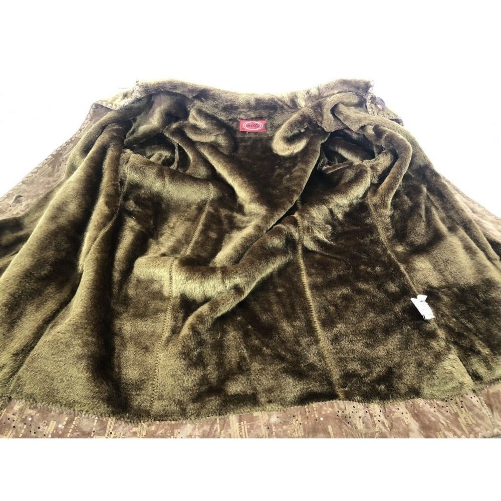 vtg Milly jeans faux suede embellished sherpa coat L - Picture 8 of 13